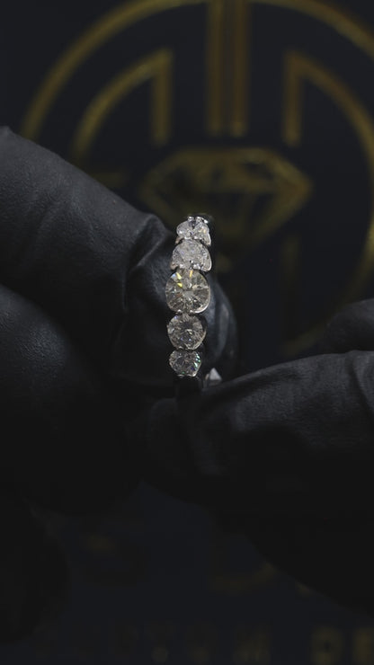 Diamond Half Eternity Band 5 Stones in 14k White Gold | 1.01 CTW