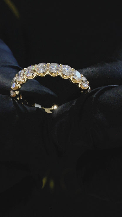 Round-Cut Lab-Grown Diamond Eternity Wedding Band in Yellow Gold | Prong-Set Design