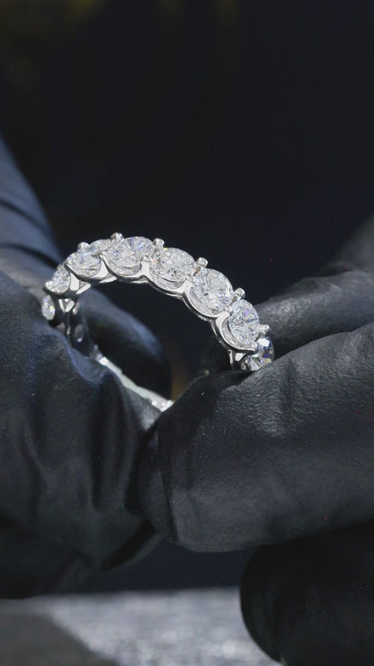 Round-Cut Lab-Grown Diamond Eternity Wedding Band in White Gold | Prong-Set Design