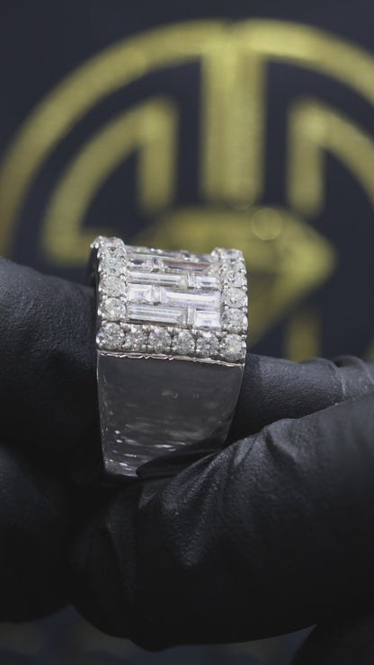 Baguette & Round Diamond Band in White Gold | 3.55 CTW