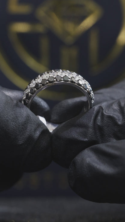 Black & White Diamond Half Eternity Band in 14K White Gold | 1.37 CTW