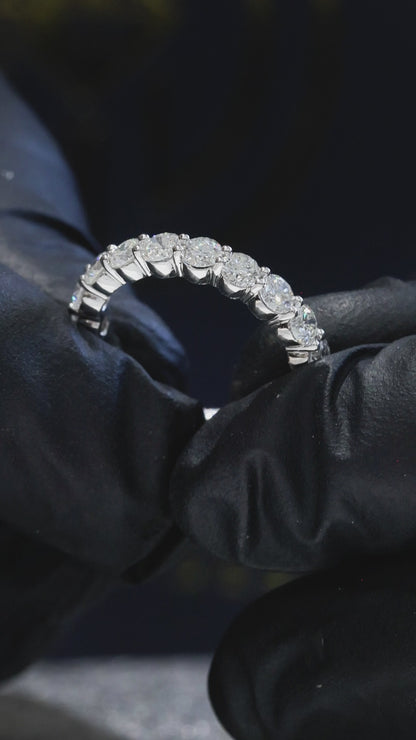 Round Brilliant Natural Diamond Eternity Wedding Band in White Gold | Prong-Set Design