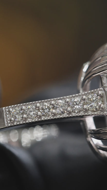 Imperial Oval Morganite Ring in White Gold | Diamond Halo & Baguette Diamond Shoulders
