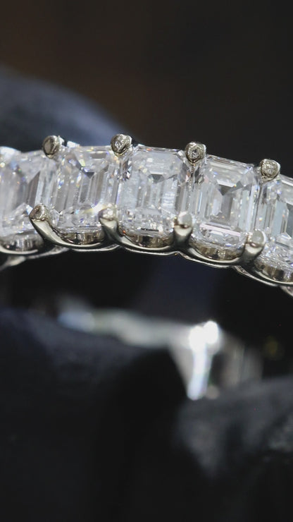 Emerald-Cut Lab-Grown Diamond Eternity Wedding Band in White Gold | Prong-Set Design