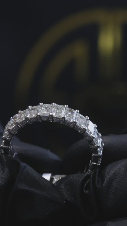 Emerald Cut Diamond Eternity Band in White Gold | 3.30 CTW Diamonds