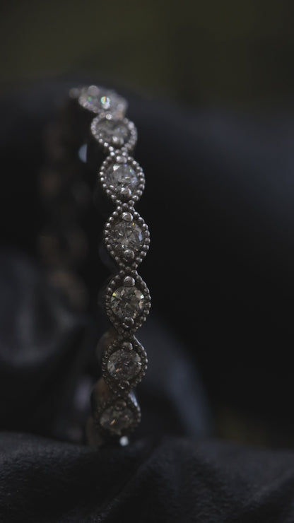 Vintage Bezel-Style Diamond Eternity Band in 14K Y/W/R Gold| 0.38 CT