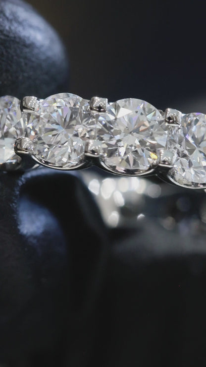Round-Cut Lab-Grown Diamond Eternity Wedding Band in White Gold | Prong-Set Design