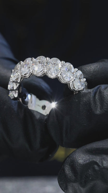 Oval-Cut Lab-Grown Diamond Eternity Wedding Band in White Gold | Prong-Set Design
