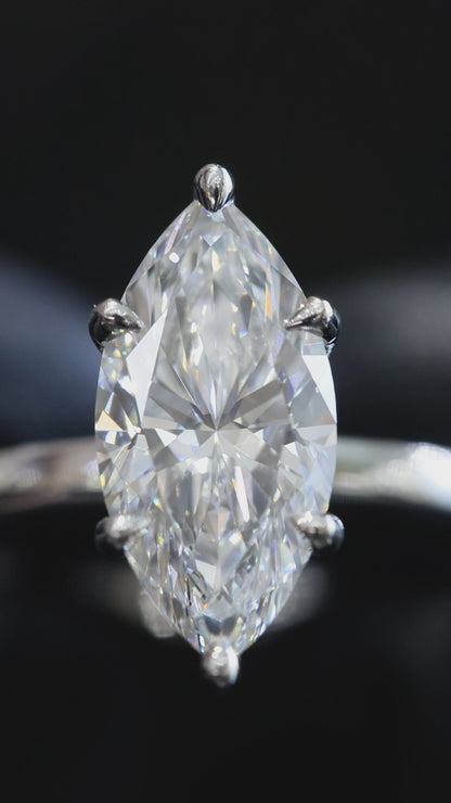 Marquise Lab-Grown Diamond Solitaire Ring in White Gold | Classic Prong Setting