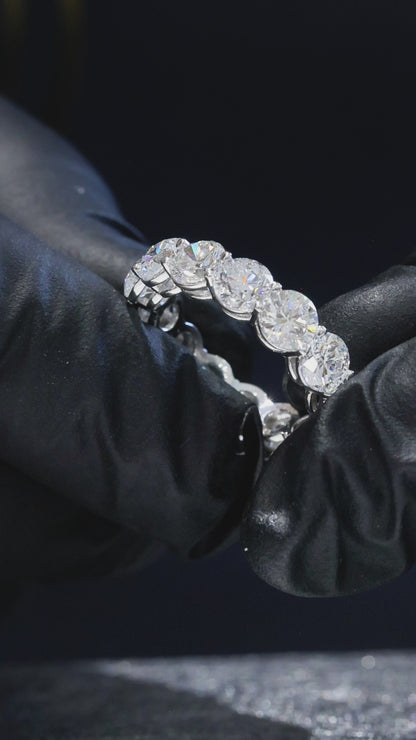 Round-Cut Lab-Grown Diamond Eternity Wedding Band in White Gold | Prong-Set Design