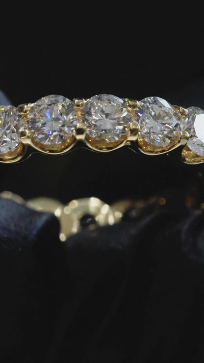 Round-Cut Lab-Grown Diamond Eternity Wedding Band in Yellow Gold | Prong-Set Design