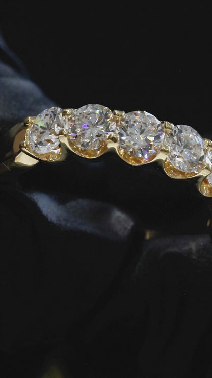 Round-Cut Lab-Grown Diamond Eternity Wedding Band in Yellow Gold | Prong-Set Design