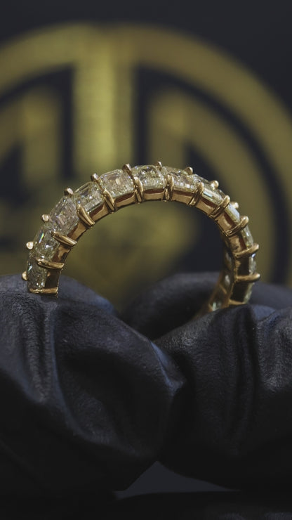 Emerald Cut Diamond Eternity Band in 14K Yellow Gold | 3.30 CT