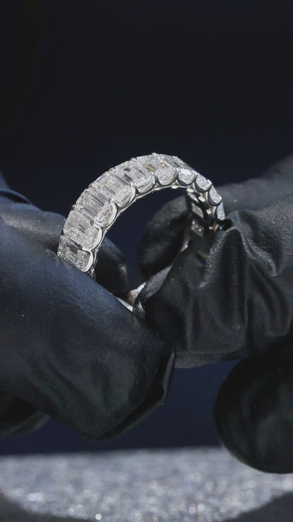 Emerald-Cut Lab-Grown Diamond Eternity Wedding Band in White Gold | Prong-Set Design