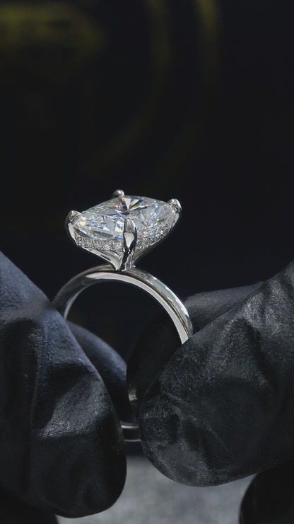 Cushion-Cut Lab-Grown Diamond Solitaire Ring in White Gold | Refined Prong Setting