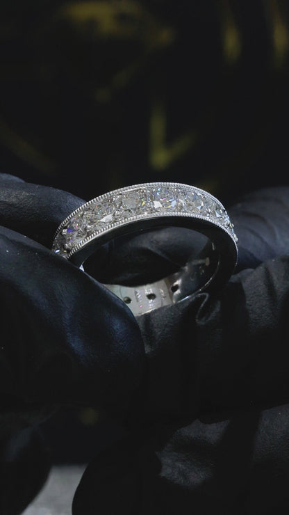 Round Lab-Grown Diamond Eternity Band in White Gold | Milgrain Edge Setting