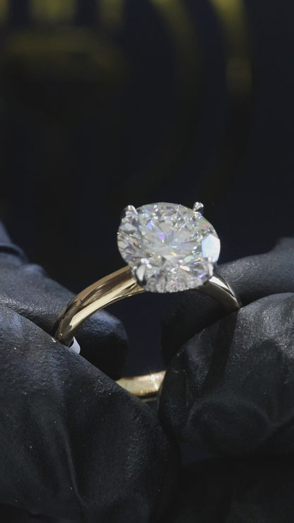 Round-Cut Lab-Grown Diamond Solitaire Ring in Yellow Gold | Classic Prong Setting
