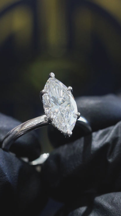 Marquise Lab-Grown Diamond Solitaire Ring in White Gold | Classic Prong Setting
