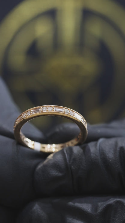 Alternating Round & Baguette Diamond Eternity Band in 14K Rose Gold | 0.70ctw GH/SI