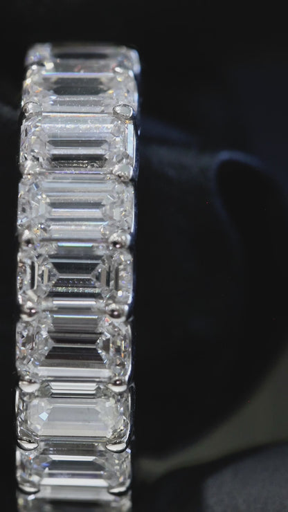 Emerald-Cut Lab-Grown Diamond Eternity Wedding Band in White Gold | Prong-Set Design
