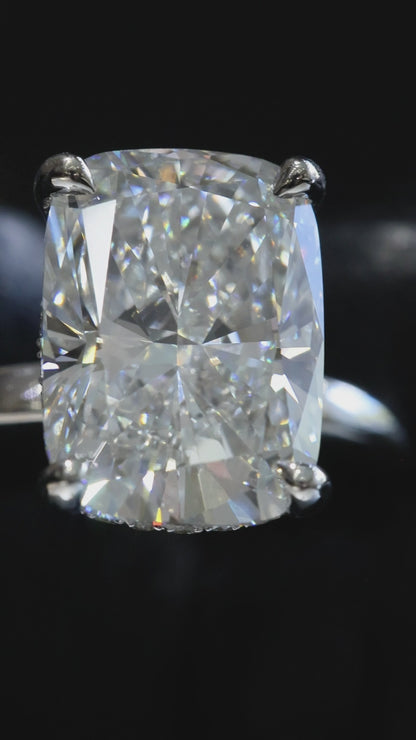 Cushion-Cut Lab-Grown Diamond Solitaire Ring in White Gold | Refined Prong Setting