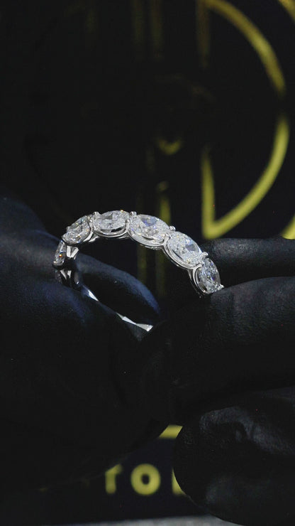Oval Lab-Grown Diamond Eternity Band in White Gold | Shared Prong Setting