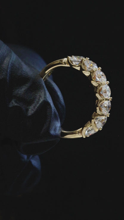Round-Cut Lab-Grown Diamond Eternity Wedding Band in Yellow Gold | Prong-Set Design