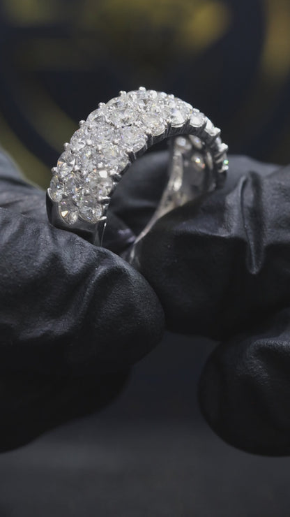 3 Row Diamond Half Eternity Band in White Gold | 3.40 CTW
