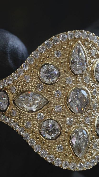 Natural Diamond Multi-Shape Cluster Ring in Yellow Gold | Bold Statement Luxury Design
