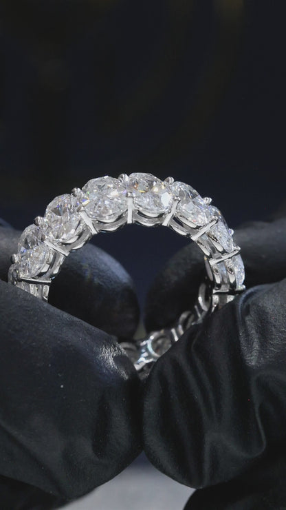 Oval-Cut Lab-Grown Diamond Eternity Wedding Band in White Gold | Prong-Set Design
