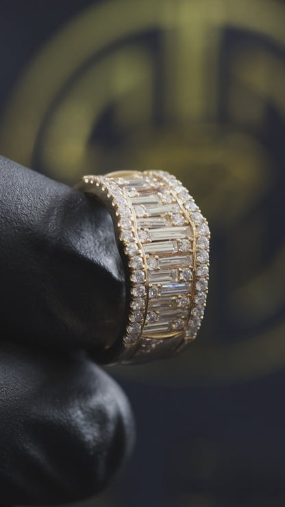 Baguette & Round Diamond Band in Yellow Gold | 1.82 CTW