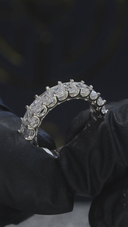 Emerald-Cut Lab-Grown Diamond Eternity Wedding Band in White Gold | Prong-Set Design