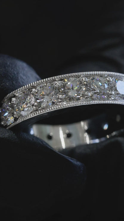Round Lab-Grown Diamond Eternity Band in White Gold | Milgrain Edge Setting