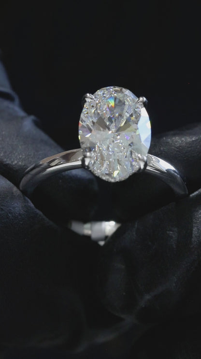 Oval-Cut Lab-Grown Diamond Solitaire Ring in White Gold | Elegant Prong Setting