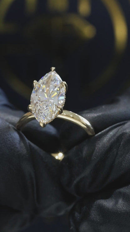 Marquise-Cut Lab-Grown Diamond Solitaire Ring in Yellow Gold | Elegant Prong Setting