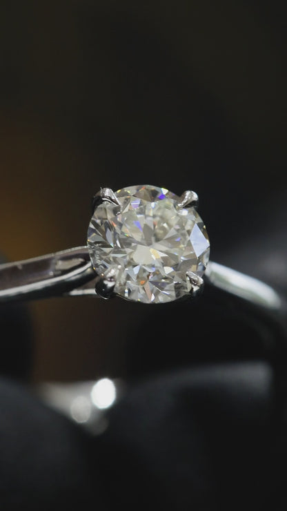 Round-Cut Natural Diamond Solitaire Engagement Ring in White Gold | Classic Prong-Set Design