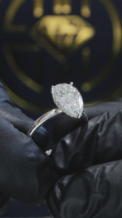 Pear-Shaped Lab-Grown Diamond Solitaire Ring in White Gold | Elegant Prong Setting