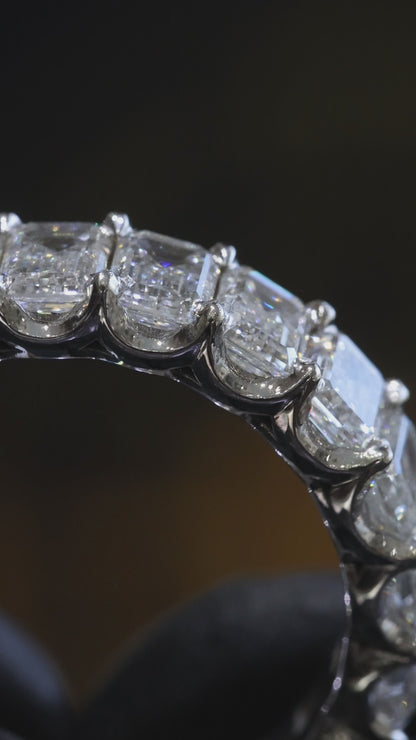 Emerald Cut Diamond Eternity Band in White Gold | 6.01 CTW