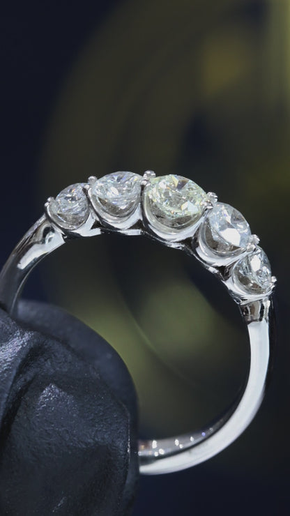 Five-Stone Graduated Diamond Anniversary Band in 14K White Gold | 1.02 CTW U-Prong Setting