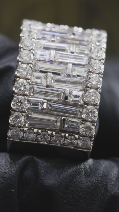 Baguette & Round Diamond Band in White Gold | 3.55 CTW