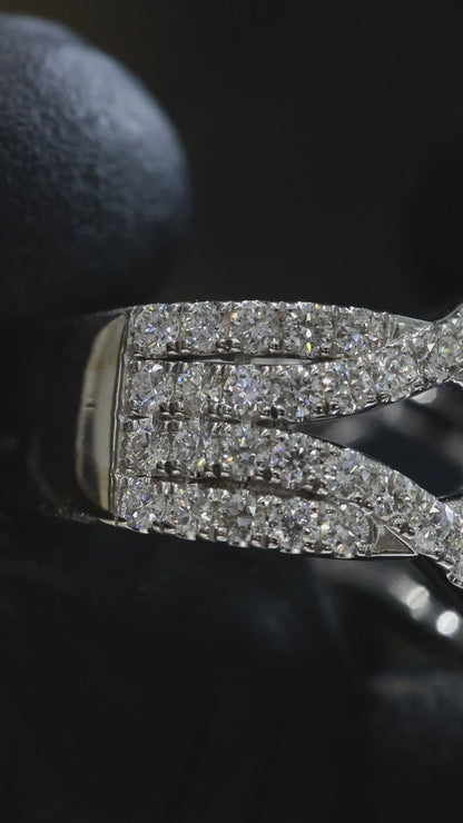 Natural Diamond Crisscross Pavé Statement Ring in White Gold | Interwoven Infinity Design