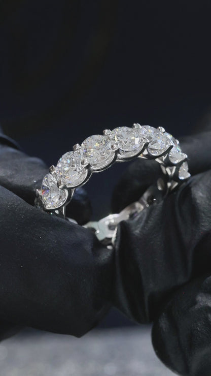 Round-Cut Lab-Grown Diamond Eternity Wedding Band in White Gold | Prong-Set Design