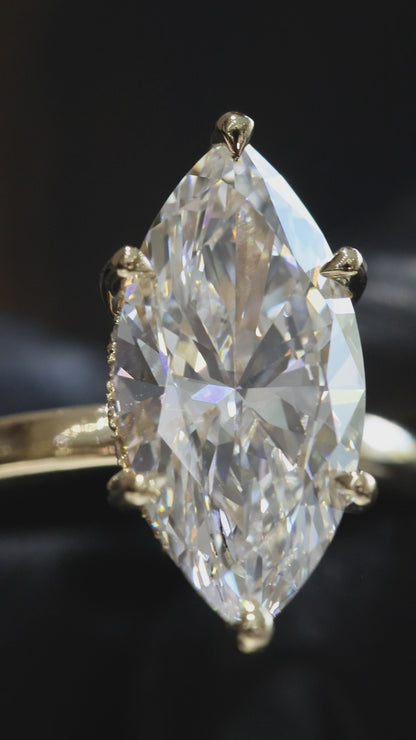 Marquise-Cut Lab-Grown Diamond Solitaire Ring in Yellow Gold | Elegant Prong Setting