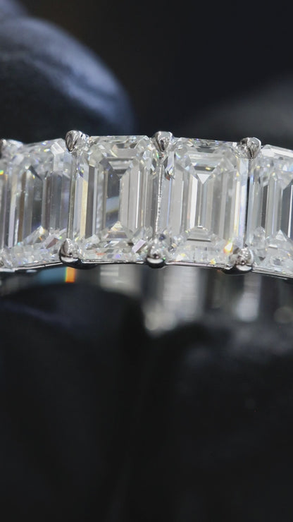 Emerald-Cut Lab-Grown Diamond Eternity Wedding Band in White Gold | Prong-Set Design