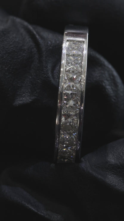 Princess Cut Diamond Half Eternity Band in White Gold | 1.20 CTW