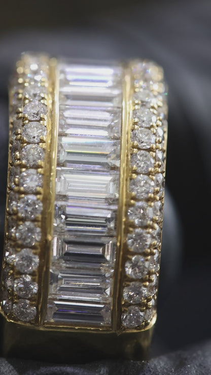Baguette & Round Diamond Band in Yellow Gold | 4.04 CTW