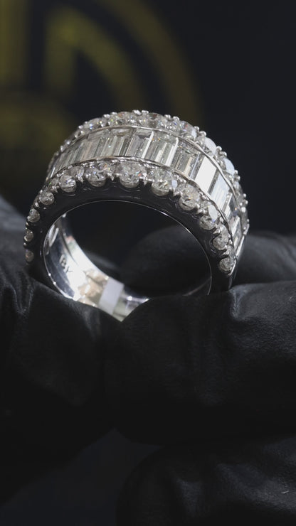 Baguette & Round Diamond Band in 18k White Gold | 6.00 CTW