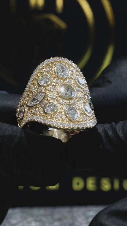 Natural Diamond Multi-Shape Cluster Ring in Yellow Gold | Bold Statement Luxury Design