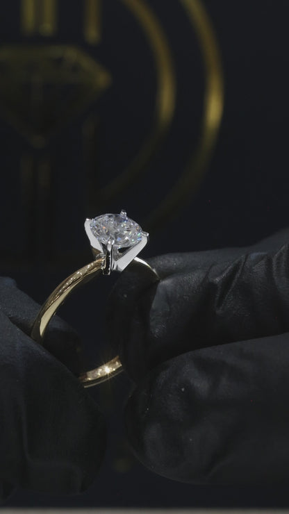 Round Lab-Grown Diamond Solitaire Ring in Yellow Gold | Classic Prong Setting