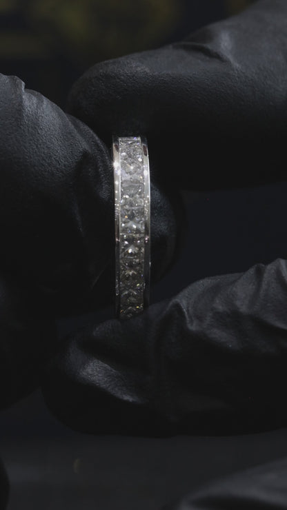 Princess Cut Diamond Half Eternity Band in White Gold | 1.20 CTW